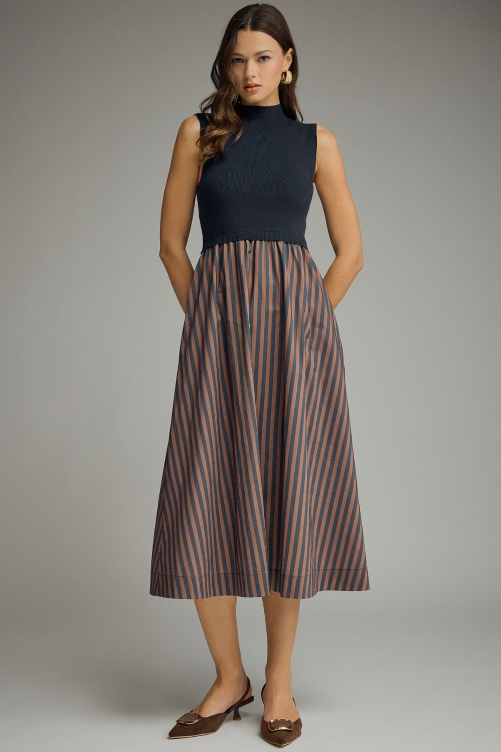 The Oriole Striped Sleeveless Dress
