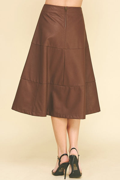 the Brooks - Brown Faux Leather Skirt