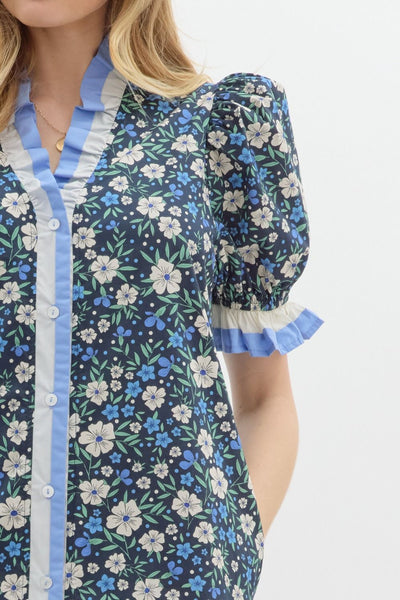 the Margo - blue floral dress