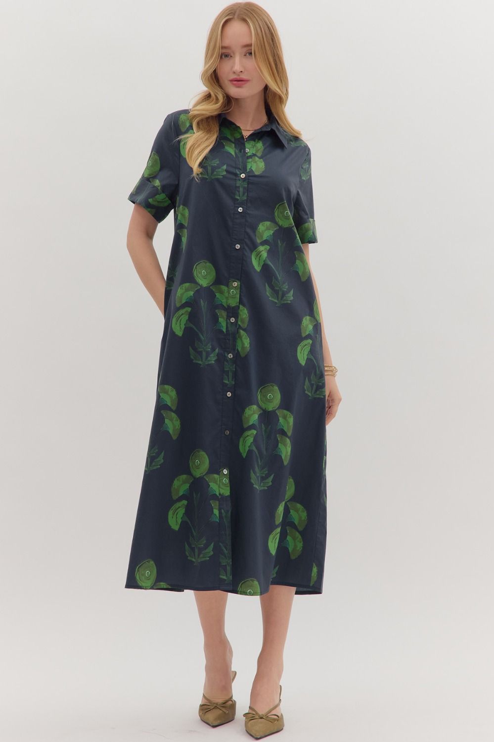 the Buffy Navy Midi Dress