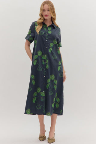 the Buffy Navy Midi Dress
