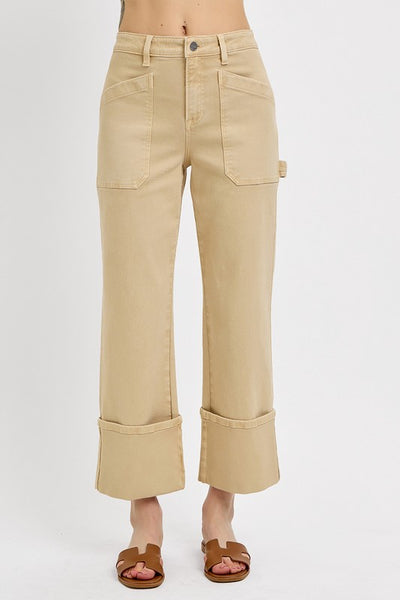 Latte High Rise-Wide Straight denim - Risen Jeans   D4