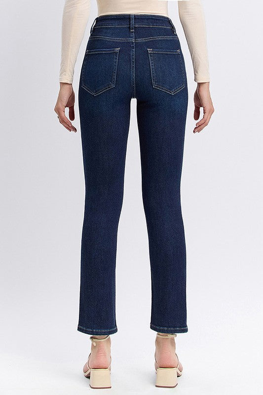 High Rise Slim Straight Ankle Dark Denim - Vervet Jeans   H2