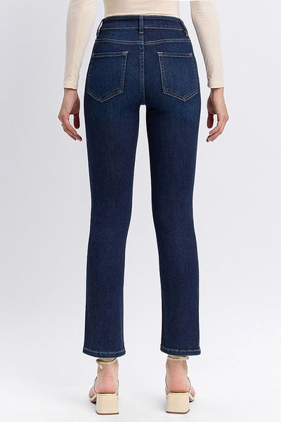 High Rise Slim Straight Ankle Dark Denim - Vervet Jeans   H2