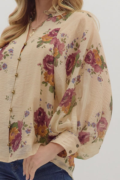 The Willow - Ecru Floral Top