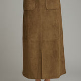 The Cleo Faux Suede Midi Skirt