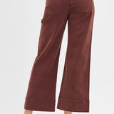 Brown Tummy Control High Rise Wide Denim - Risen Jeans - C4
