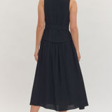The Julia Black Belted Midi Dress