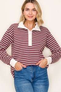 the Robyn - Wine Stripe Sweatshirt