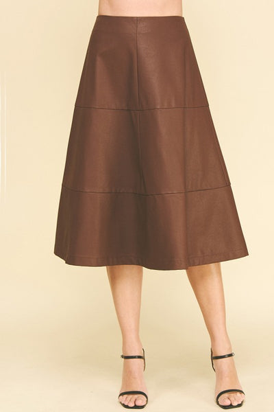 the Brooks - Brown Faux Leather Skirt