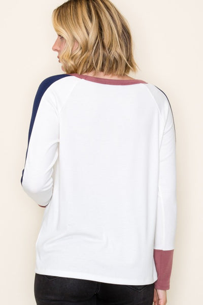 the Ruthy White Color Block Top