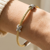 Twisted Cable Bracelet With Rhinestone X Accents
