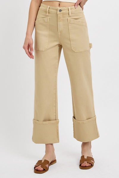 Latte High Rise-Wide Straight denim - Risen Jeans   D4