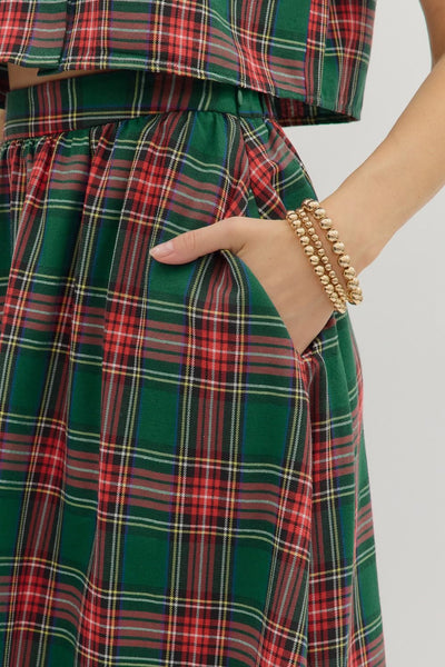 the Greta - Green Plaid Skirt