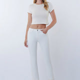 Mid Rise Slim Straight White Jeans - Vervet Denim - B1