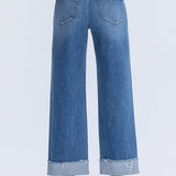 Slim Wide Leg High Rise Cuffed Denim - Flying Monkey Jeans - H7