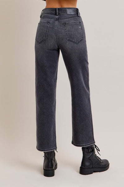 Charcoal High Rise Straight Jeans - Hidden Denim   G9
