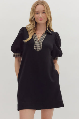 the Mavis Plaid Trim Dress