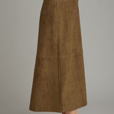 The Cleo Faux Suede Midi Skirt