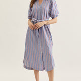 The Cora Chambray Stripe Midi Dress