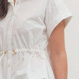 The Aurora White Drawstring Top