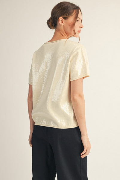 the Madeline Cream Sequin Top
