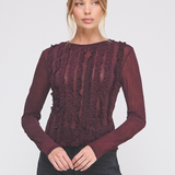 The Neave Ruffle Front Sheer Long Sleeve Top