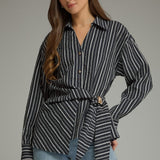 The Naomi Side Tie Stripe Blouse