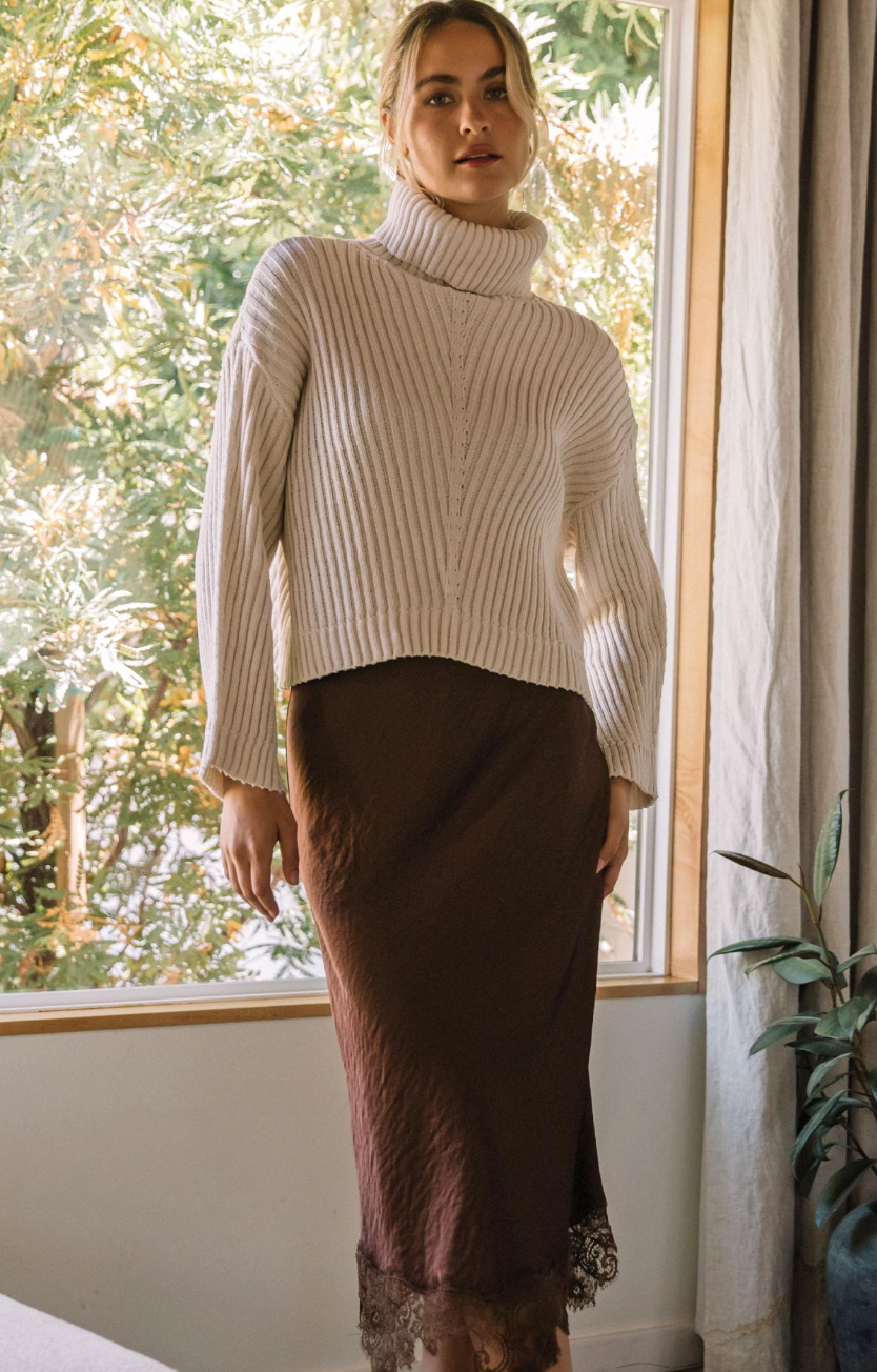 the Valerie Cream Turtleneck Sweater