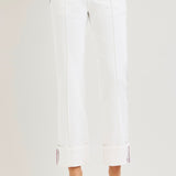 Pocket Stitched High Rise Straight White Jeans - Risen - B8
