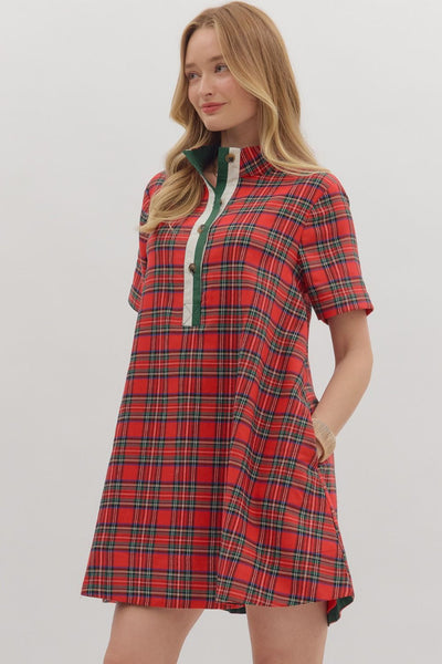 the Joss - Red Plaid Dress