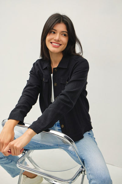 the Flynn - Black linen Jacket