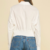 The Athena White Smocked Back Button Down Shirt