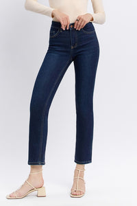 High Rise Slim Straight Ankle Dark Denim - Vervet Jeans