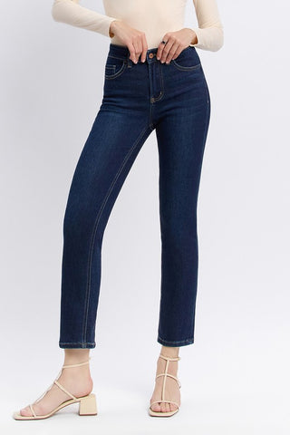 High Rise Slim Straight Ankle Dark Denim - Vervet Jeans