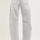 Mid Rise Barrel Gray Denim - Risen Jeans - D6