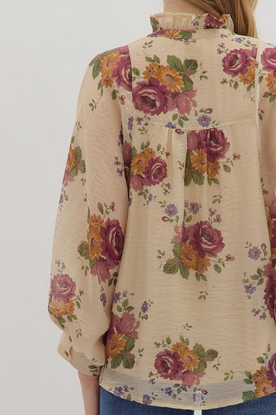 The Willow - Ecru Floral Top