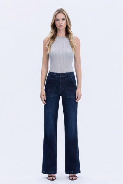 Vervet - High Rise Vintage Flare Dark Denim Jeans - H4