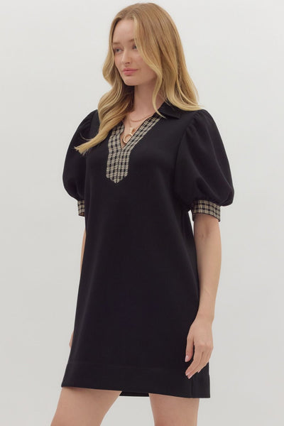 the Mavis Plaid Trim Dress