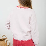 Strawberry Stitch Trim Sweater