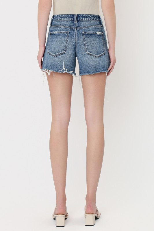 Mid Rise Studded A-line Shorts