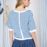 The Ellen Blue Stripe Short Sleeve Knit