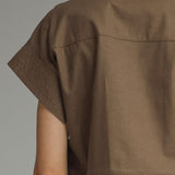The Maris Pop Collar Button Top