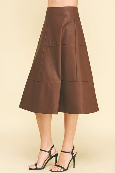 the Brooks - Brown Faux Leather Skirt