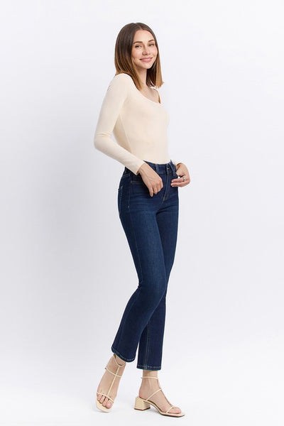High Rise Slim Straight Ankle Dark Denim - Vervet Jeans   H2