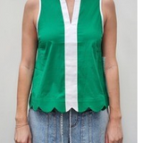The Coyne - Green Scallop Sleeveless Top