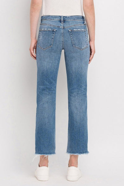 Uneven Hem Mid Rise Straight Denim - Flying Monkey Jeans - H9