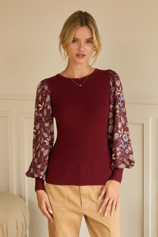 the Cheryl Printed Sleeve Sweater