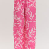 The Naomi Pants Pink Leaf Print