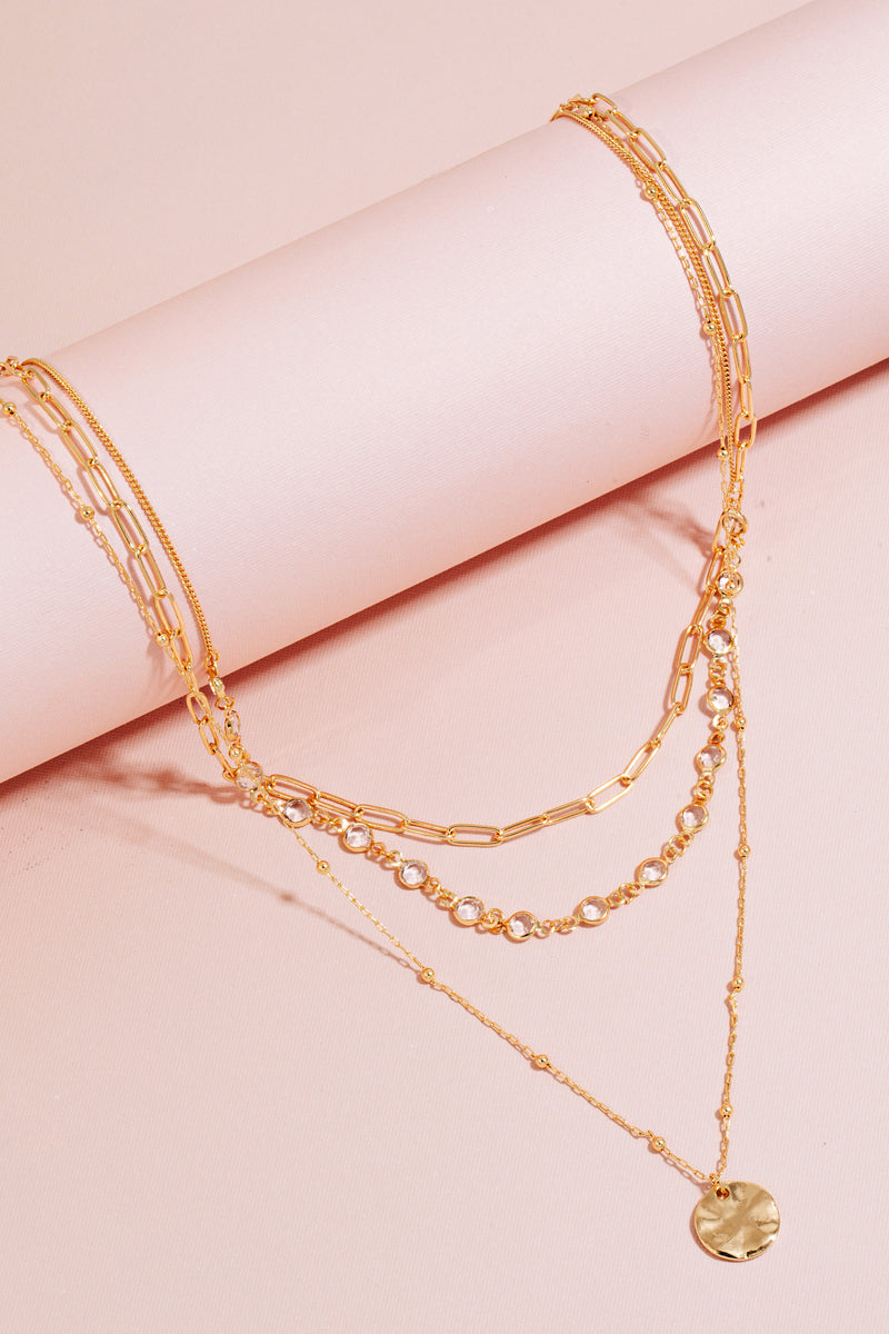Coin Pendant Layered Chains Necklace